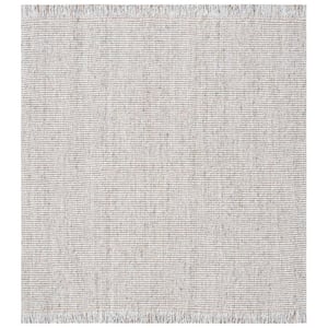 Natural Fiber Silver/Beige 6 ft. x 6 ft. Woven Thread Square Area Rug
