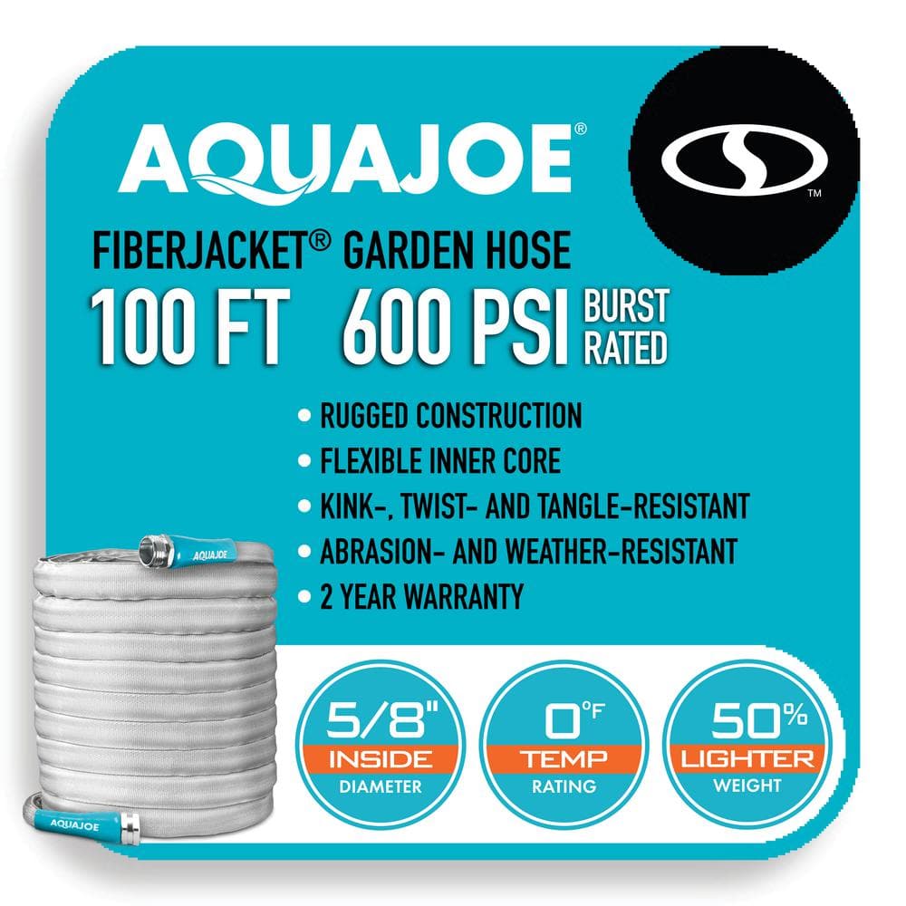 Aqua Joe 100ft Ultra Flexible Kink-Free Gray Garden Hose