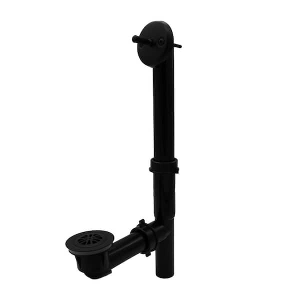 Westbrass 1-1/2 in. Black Poly Tubular Trip Lever Drain Kit, Matte Black