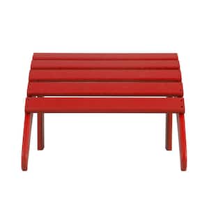 District Red Plastic Outdoor Adirondack Chair Folding Ottoman