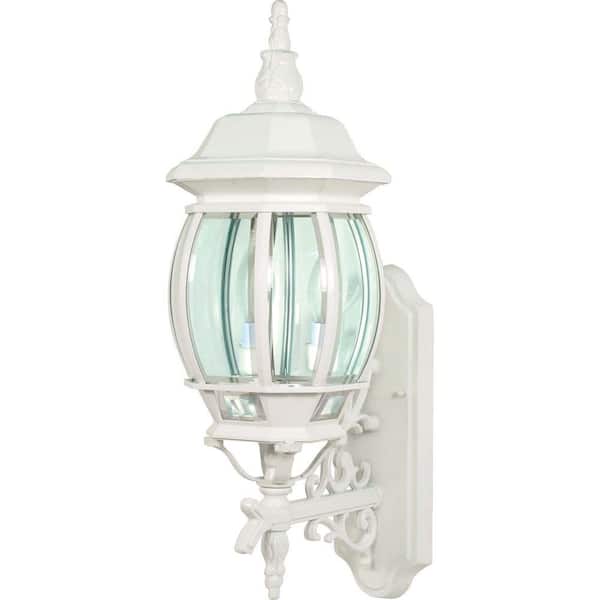 SATCO 3-Light - 22 in. Wall Lantern Sconce with Clear Beveled Glass White
