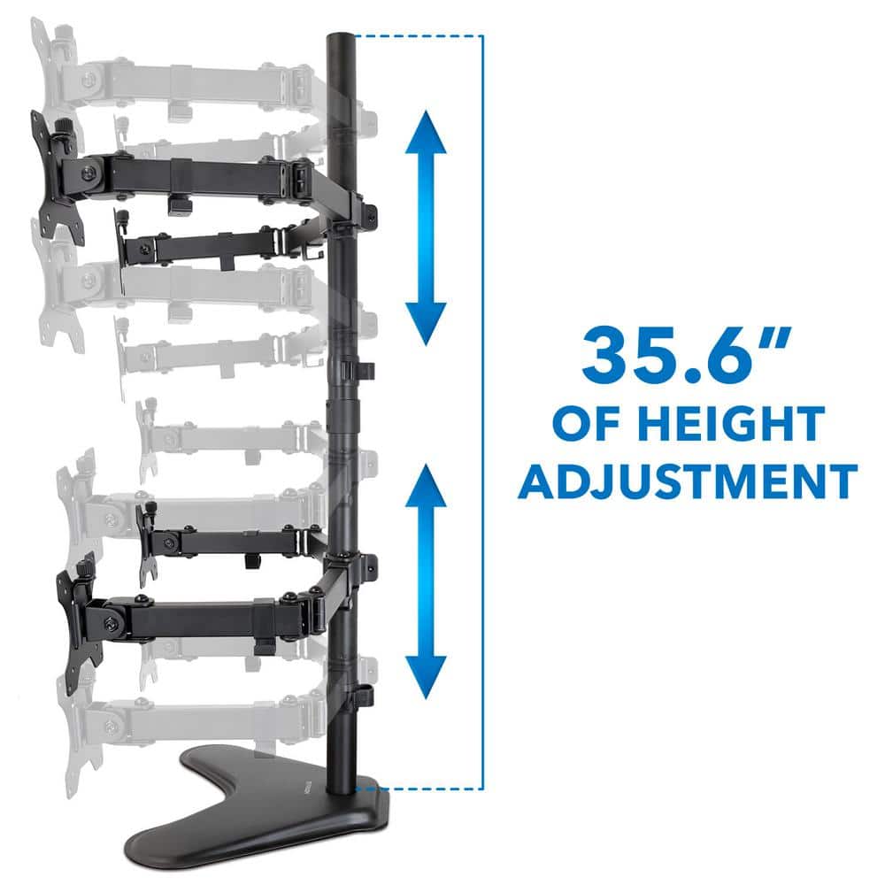 Black Steel Quad Monitor Adjustable Desktop Stand