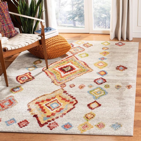 Sagamore 9 ft. x 12 ft. Light Gray/Terracotta Diamond Area Rug