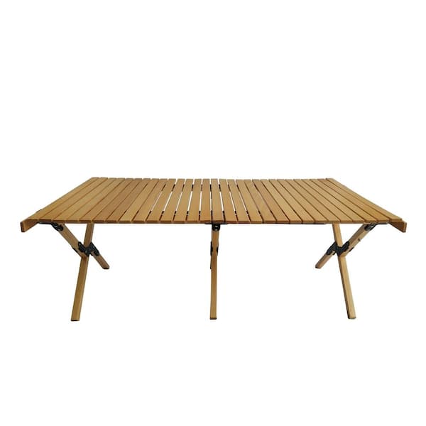 TANKY TRADING INC Multi-Function Wooden Foldable Portable Patio Dining Table, Natural Indoor and Outdoor Universal, Natural