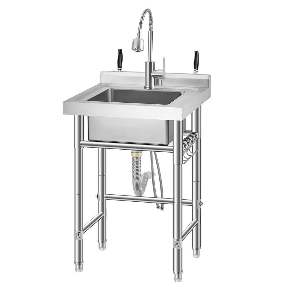 32 in. D x 20 in. D Freestanding Utility Sink Silver Stainless Steel with Double Bowl - 360° Rotating Hot & Cold Faucet price history on PriceWatchPro