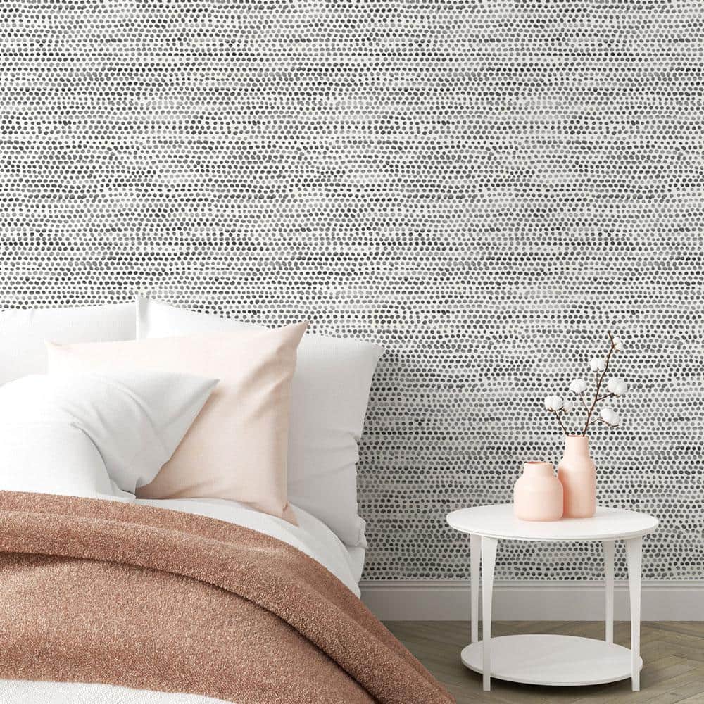 Dazzle Dot 24" Black Self-Adhesive Repositionable Wallpaper Roll