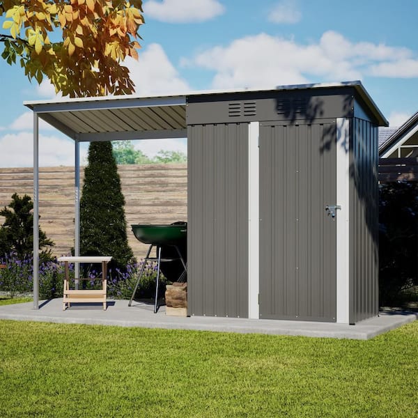 Gray 5 ft. W x 3 ft. D Waterproof Galvanized Steel Garden Outdoor