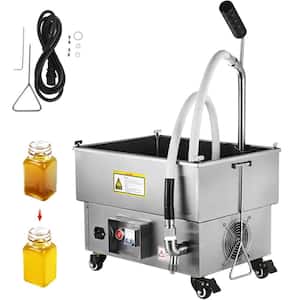Fryer Filter Machine 5.8 Gal. Thermostatic Control Stainless Steel Deep Fryer Oil Filter for Restaurants, Silver