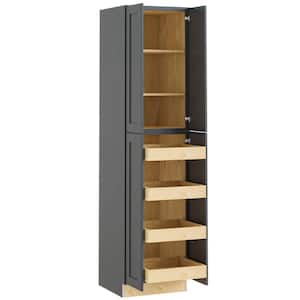 Newport Deep Onyx Plywood Shaker Assembled Pantry Kitchen Cabinet 4 ROT Soft Close 24 in W x 24 in D x 90 in H