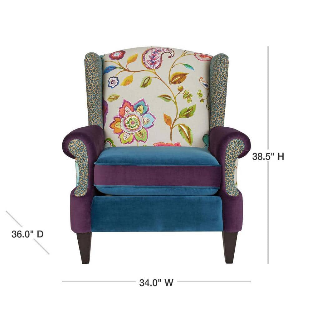 Sustainably Sourced Brown Velvet Wingback Accent Chair with Wood Frame