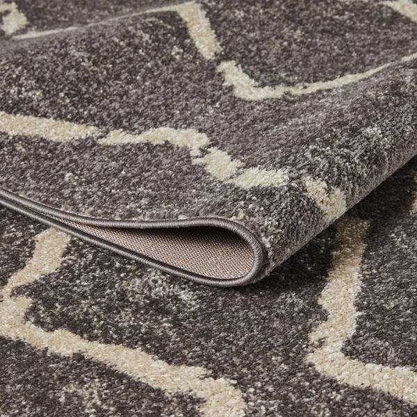 Beni Mini White Shag Rug with Black Diamond Pattern - 3'2 x 3'4