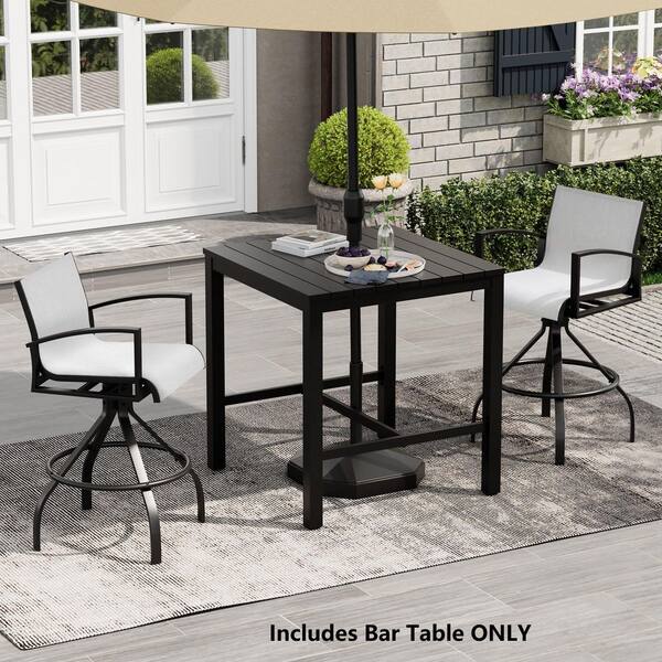 Pellebant Aluminum Square Black Patio Outdoor Dining Table Bar