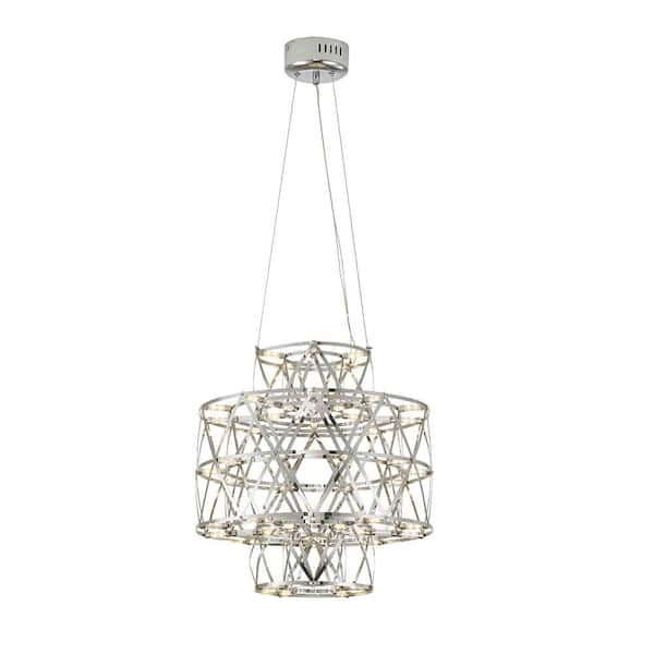 Unbranded Calloway 40 light dimmable Integrated LED Silver Tier Cylinder Chandelier