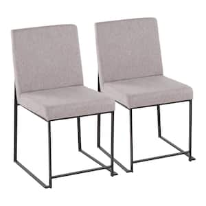 Fuji Light Grey Fabric Black High Back Side Dining Chair (Set of 2)