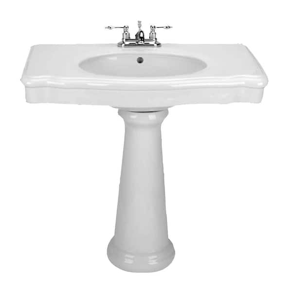 RENOVATORS SUPPLY MANUFACTURING Darbyshire 34-1/2 in. Pedestal Combo Bathroom Sink in White