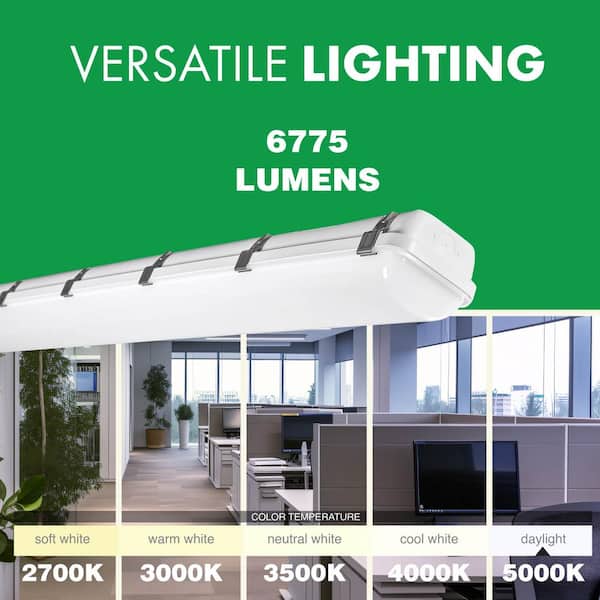 LEDone 4 ft. 50-Watt 6775 Lumens Dimmable White Vapor Tight