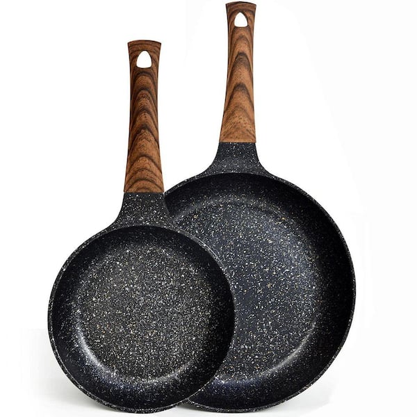 Nonstick Frying Pan Skillet 11.5 in. Granite Coating Cast Aluminum with Lid for Induction Gas Electric Cooktop