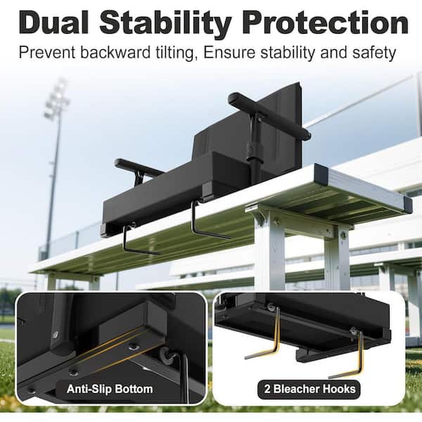 Stadium Seat with Back Support - Bleacher Chair with Back and Cushion with Armrest, Storage Pockets and Foldable Design