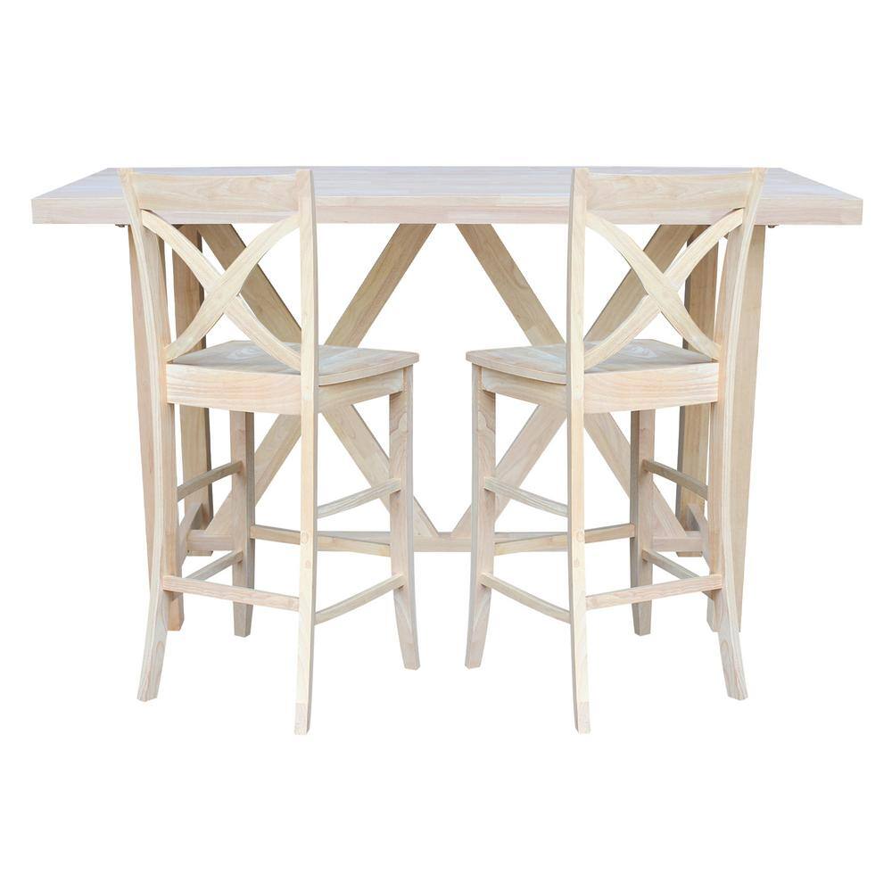 International Concepts 3-Piece Set -72 in. Solid Wood Unfinished Bar ...