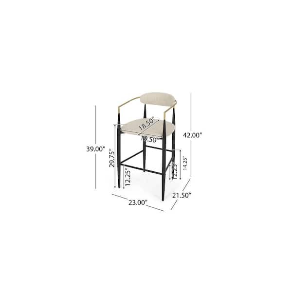 Boise 30 in. Beige and Black Metal Frame Upholstered Bar Stool (Set of 2)