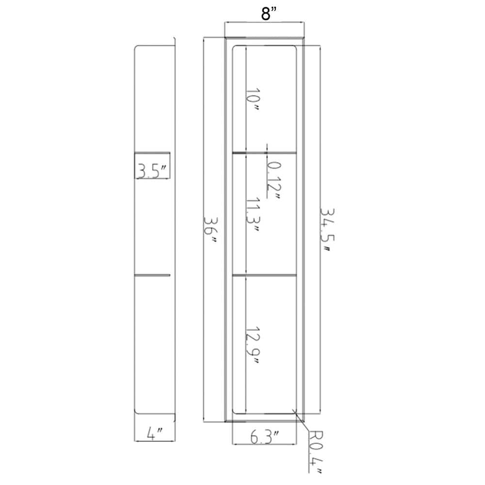 Brushed Stainless Steel Triple Shelf Shower Niche