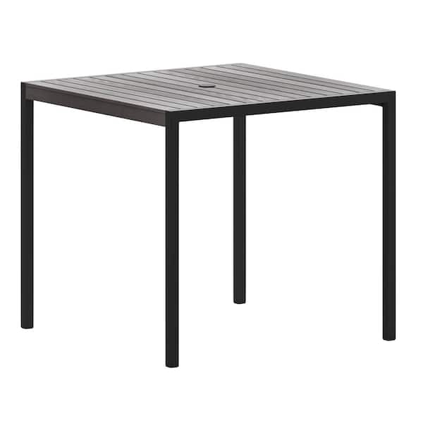 TAYLOR + LOGAN Black Square Steel Outdoor Dining Table