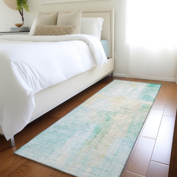 Chantille Machine Washable Indoor/Outdoor Abstract ACN1759 Teal 2 ft. 3 in. x 7 ft. 6 in. Runner Rug