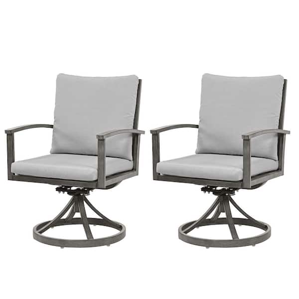 EGEIROSLIFE Modique 2-Piece Aluminum Patio Dining Swivel Chairs with Light Gray Cushions