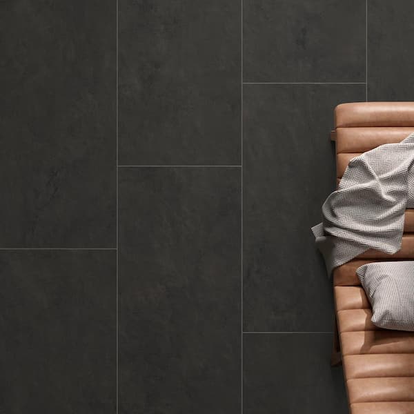 Urban Black Matte 24 in. x 48 in. Solid Concrete Look Porcelain Floor and Wall Tile (15.50 sq. ft./Case)
