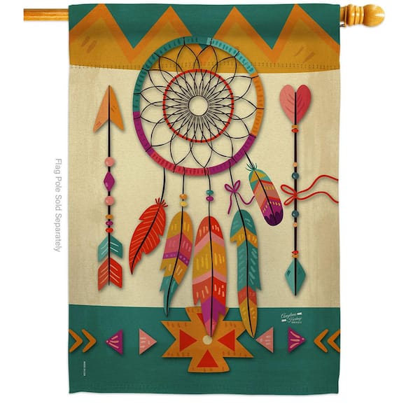 Angeleno Heritage MADE AND DESIGNED LOS ANGELES CALIFORNIA 28 in. x 40 in. Tribal Dreamcatcher Regional House Flag Double-Sided Decorative Vertical Flags