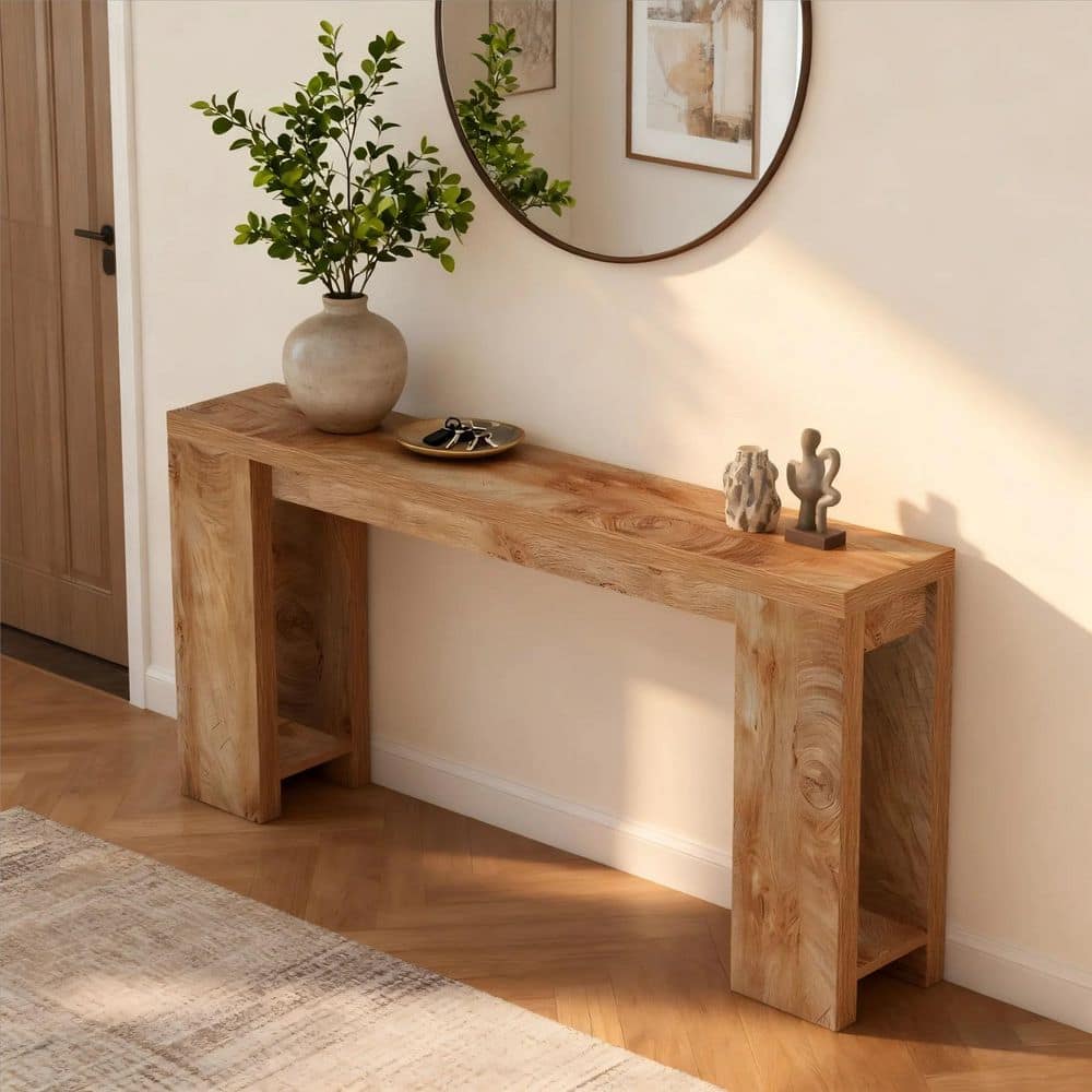 BYBLIGHT 70.9 in. Rectangle Light Oak Brown Engineered Wood Extra
