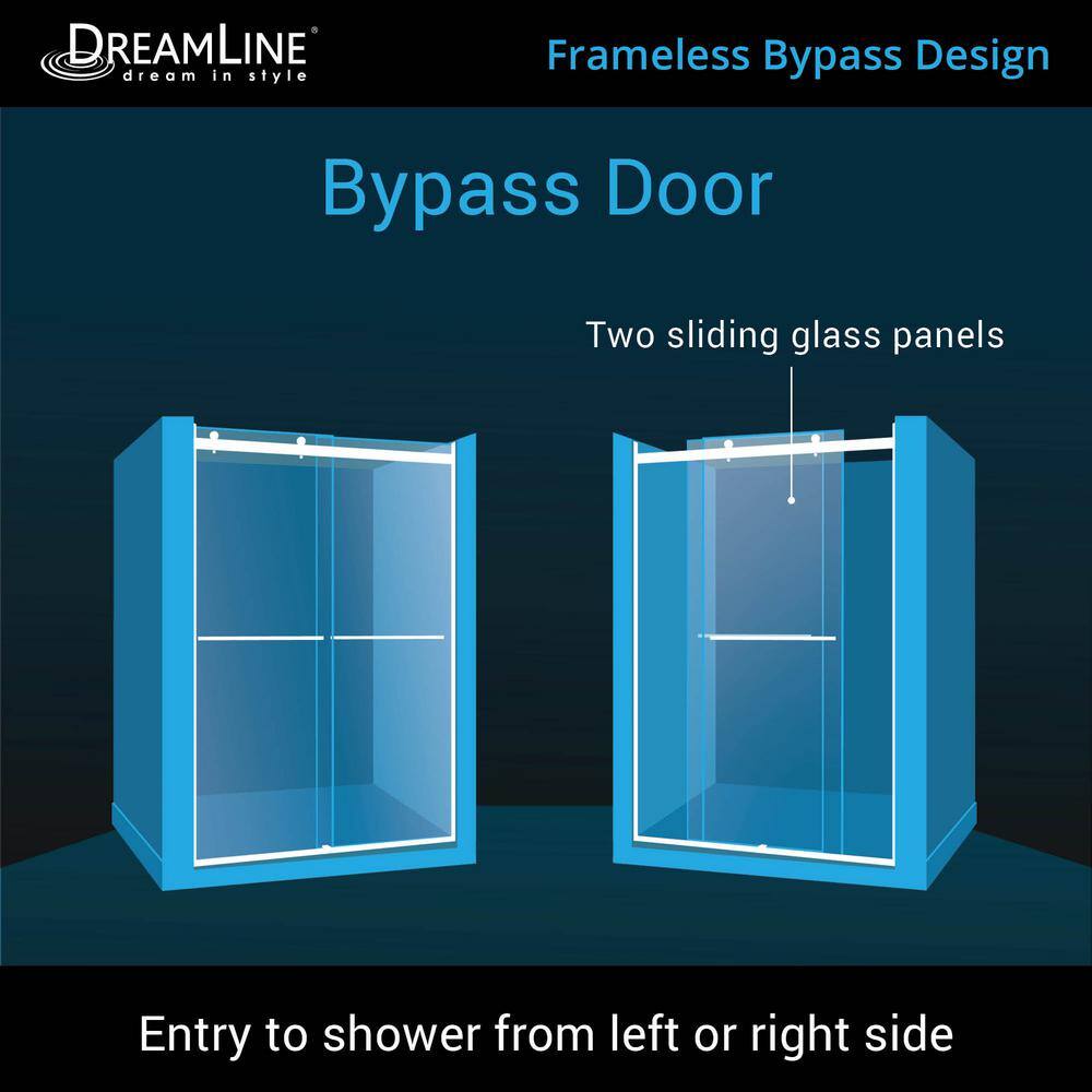 Essence-H 48" x 76" Semi-Frameless Chrome and Gray Glass Shower Door