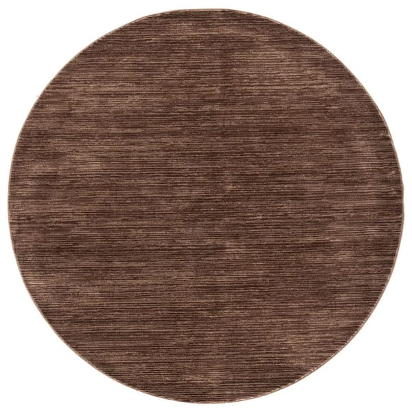 Vision Brown 7 ft. x 7 ft. Solid Marle Round Area Rug