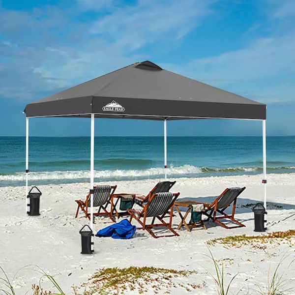 EAGLE PEAK 10 ft. x 10 ft. Pop Up Canopy Tent Instant Outdoor Canopy with 4-Sand Bags