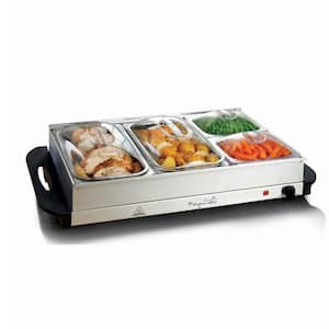 2.5 L Stainless Steel Warming Tray with 4 Crocks