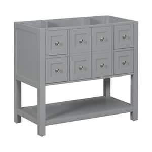 36 in. W x 17.9 in. D x 33 in. H Freestanding Solid Wood Frame Bath Vanity Cabinet with Out Top in Gray