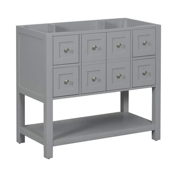 FAMYYT 36 in. W x 17.9 in. D x 33 in. H Freestanding Solid Wood Frame Bath Vanity Cabinet with Out Top in Gray