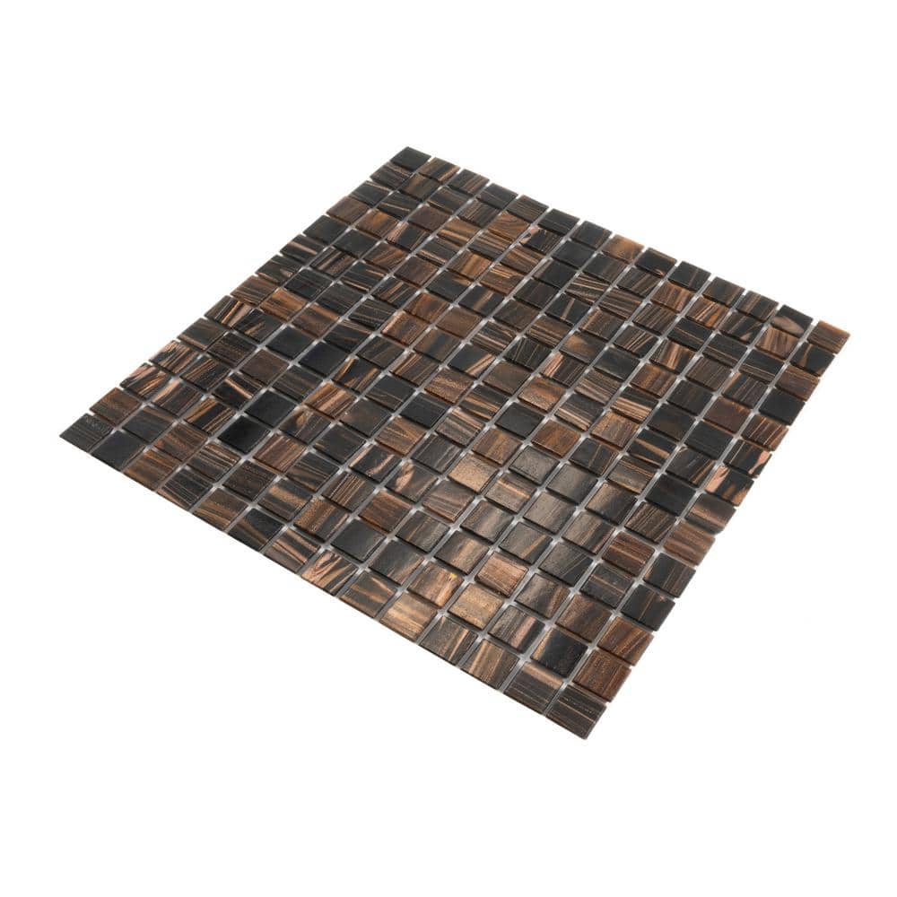 Mingles 12" x 12" Iridescent Brown Glass Mosaic Tile