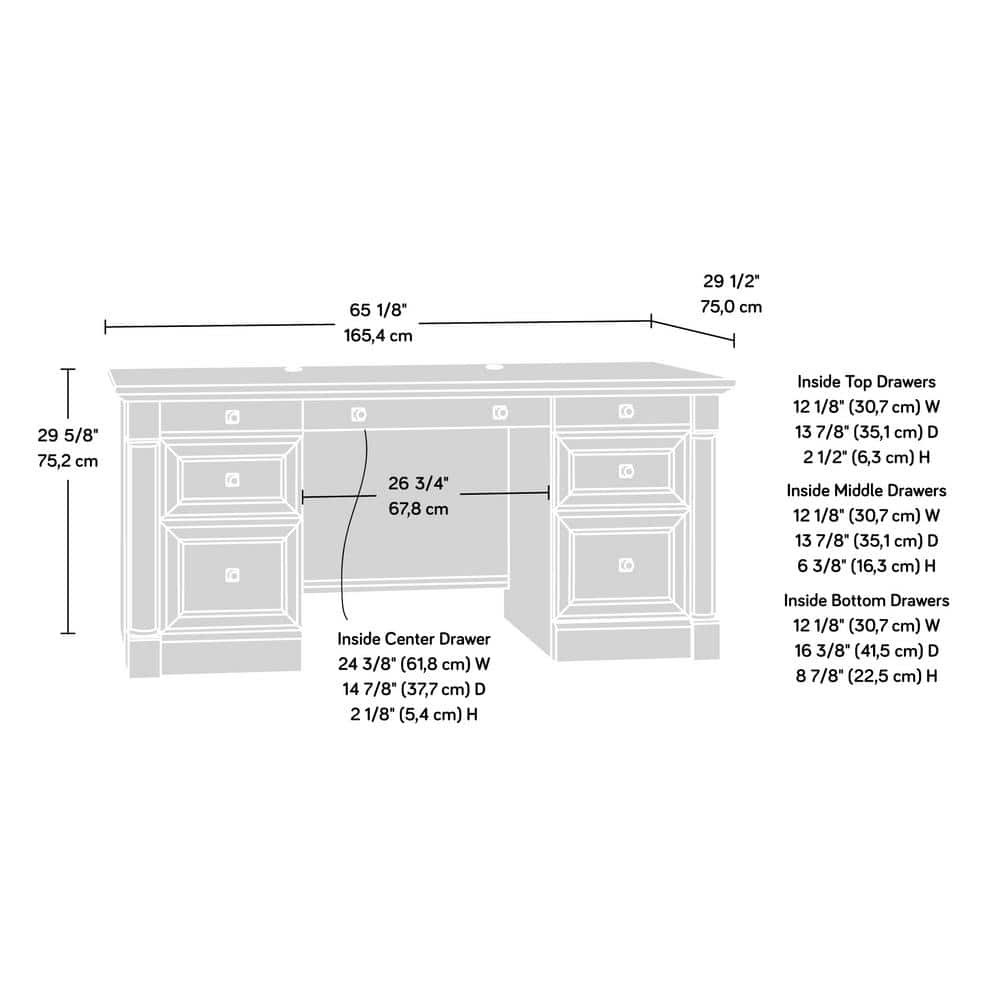 Glacier Oak Executive Desk with Drawers and Keyboard Tray