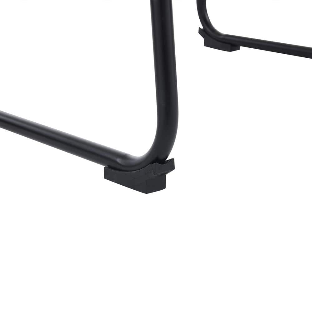 Cream Faux Leather and Black Steel Armless Counter Stools, Set of 2