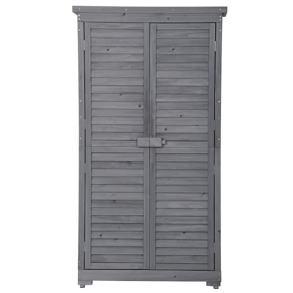 Unbranded Gray 2.85 ft. W x 1.5 ft. D Wooden Garden Shed 3-tier Patio Storage Cabinet Outdoor with 4.35 sq. ft.