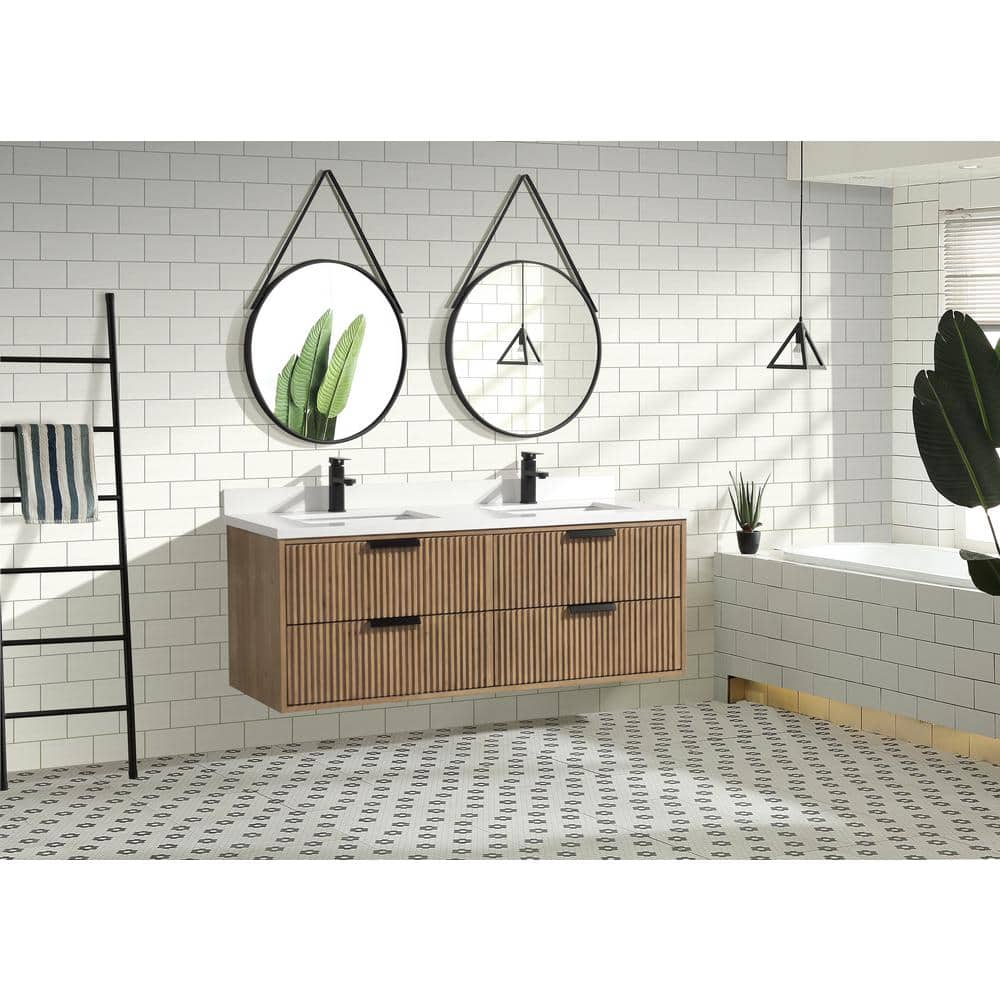 San Diego 55'' Weathered Fir Double Bathroom Vanity