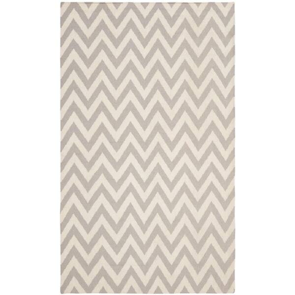 SAFAVIEH Dhurries Grey/Ivory 10 ft. x 14 ft. Area Rug