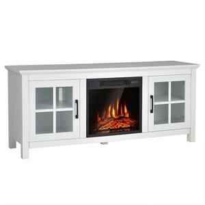 58 in. Freestanding Electric Fireplace TV Stand for TVs Up to 65 in. with 1400-Watt in White