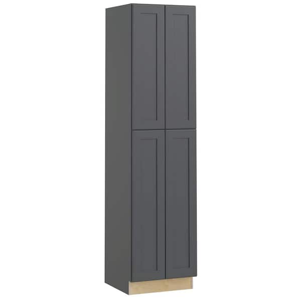 Home Decorators Collection Newport 24 in. W x 24 in. D x 96 in. H Assembled Plywood Pantry Kitchen Cabinet in Deep Onyx with Soft Close