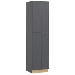 Newport Deep Onyx Plywood Shaker Assembled Utility Pantry Kitchen Cabinet Soft Close 24 in W x 24 in D x 90 in H