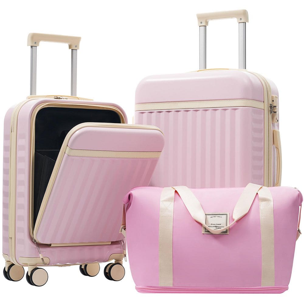 "2-Piece Pink Hardside Double 360° Spinner Wheels Luggage Set with USB Port, Handle Bag and TSA Lock (20"" + 24"")" price history on PriceWatchPro