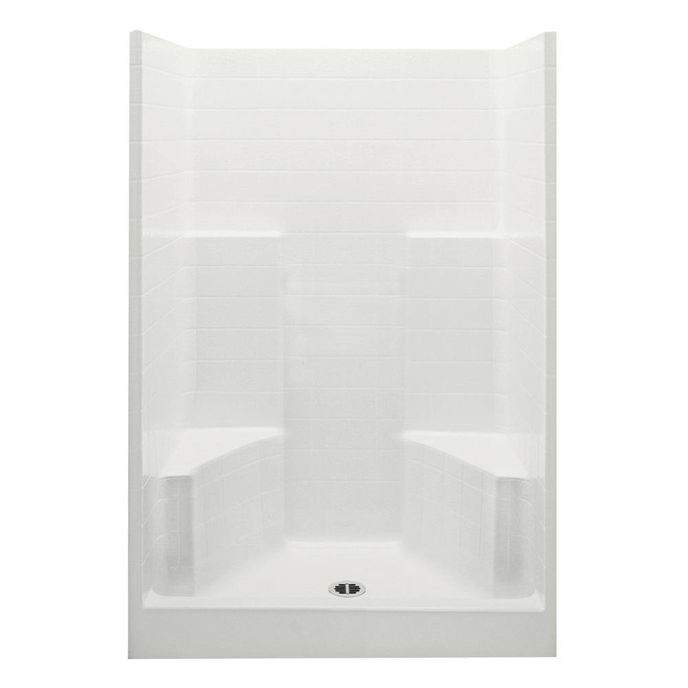 Everyday 48 in. x 35 in. x 76 in. 1-Piece Shower Stall with 2 Seats and Cen