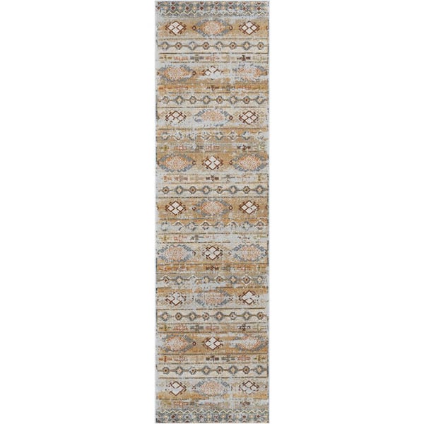 Omaha Vintage Alu Cream Modern Tribal 2 ft. 7 in. x 9 ft. 10 in. Runner Area Rug