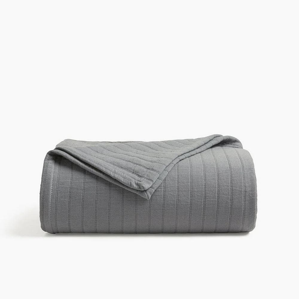 Gray Organic Cotton Twin XL Reversible Blanket